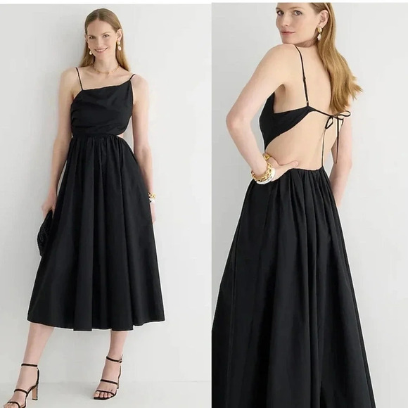 J. Crew Collection black cut out midi dress open back NWT size 18 - Picture 2 of 8